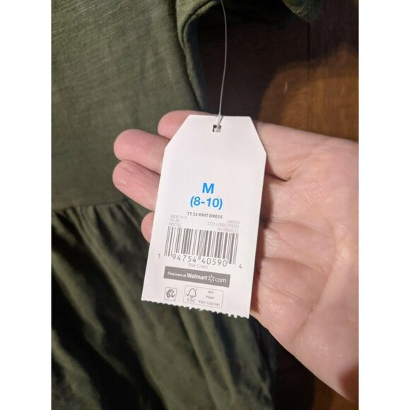 Time And Tru Shirt Knit Dress Size M Olive Green Small Tshirt Modest Womens - Picture 3 of 5